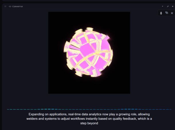 Converse voice session with a live voice sphere and running caption